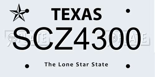 SCZ4300 Texas License Plate