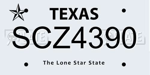SCZ4390 Texas License Plate
