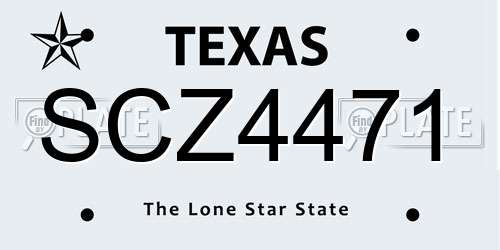 SCZ4471 Texas License Plate