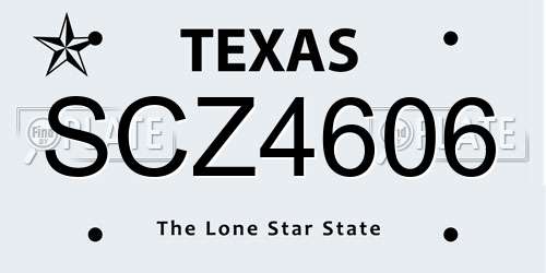 SCZ4606 Texas License Plate