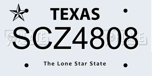 SCZ4808 Texas License Plate