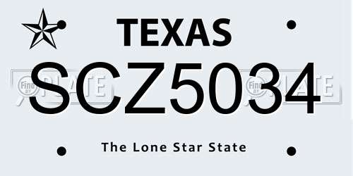 SCZ5034 Texas License Plate