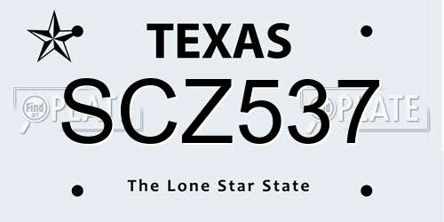 SCZ537 Texas License Plate