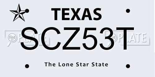 SCZ53T Texas License Plate