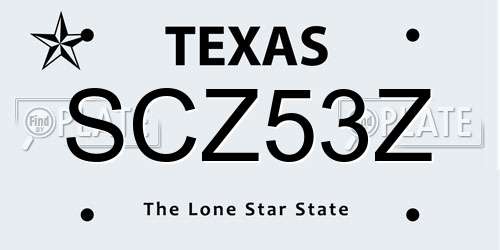 SCZ53Z Texas License Plate
