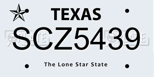 SCZ5439 Texas License Plate