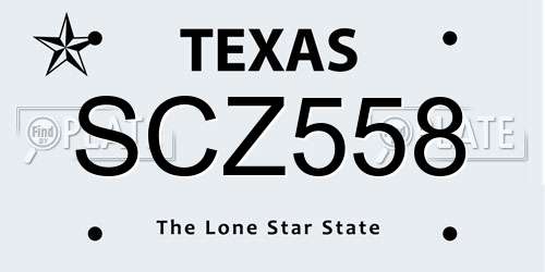 SCZ558 Texas License Plate