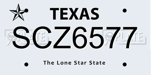 SCZ6577 Texas License Plate