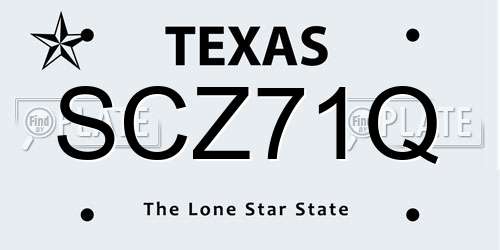 SCZ71Q Texas License Plate