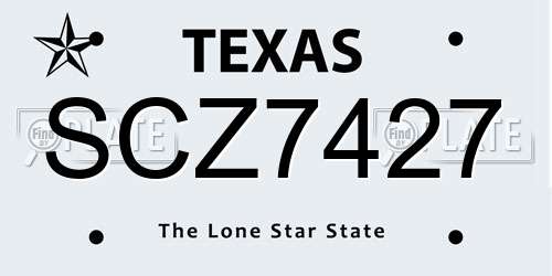 SCZ7427 Texas License Plate