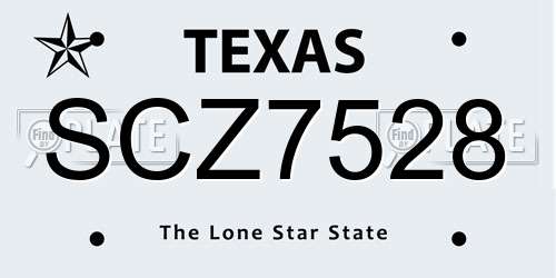 SCZ7528 Texas License Plate