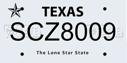 SCZ8009 Texas License Plate
