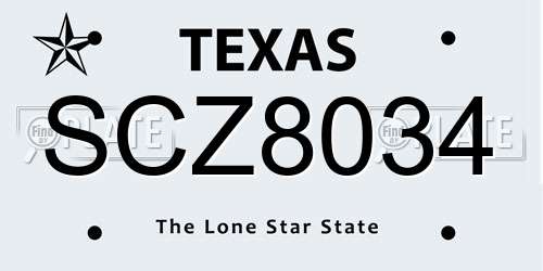 SCZ8034 Texas License Plate