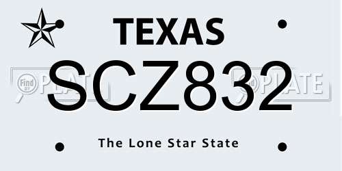 SCZ832 Texas License Plate