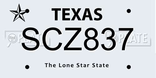 SCZ837 Texas License Plate