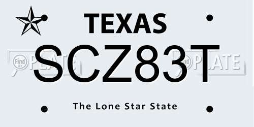 SCZ83T Texas License Plate