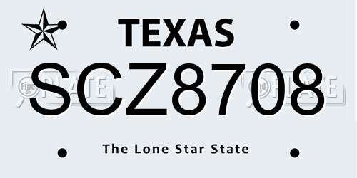 SCZ8708 Texas License Plate