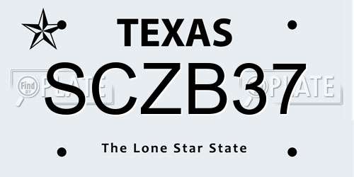 SCZB37 Texas License Plate