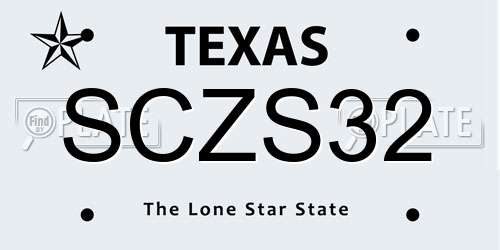 SCZS32 Texas License Plate