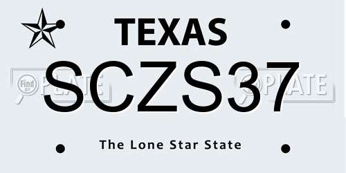 SCZS37 Texas License Plate