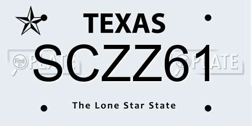 SCZZ61 Texas License Plate