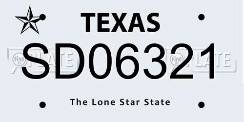SD06321 Texas License Plate