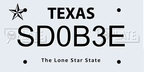 SD0B3E Texas License Plate
