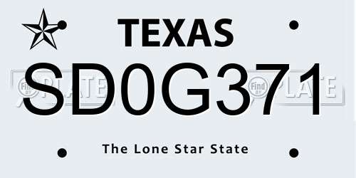 SD0G371 Texas License Plate