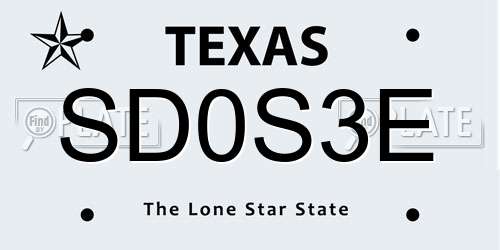 SD0S3E Texas License Plate