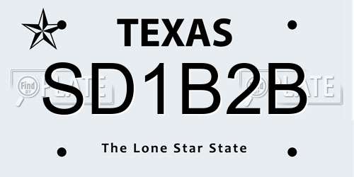 SD1B2B Texas License Plate