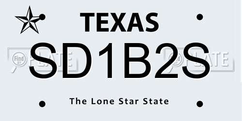 SD1B2S Texas License Plate