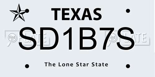 SD1B7S Texas License Plate