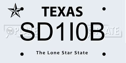SD1I0B Texas License Plate