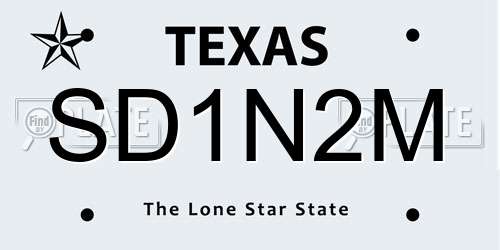 SD1N2M Texas License Plate