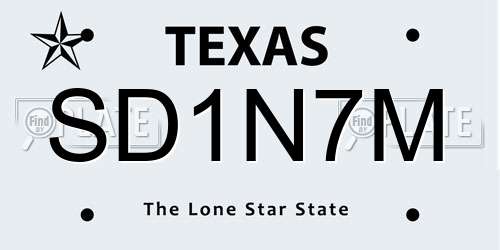 SD1N7M Texas License Plate