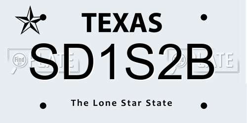 SD1S2B Texas License Plate