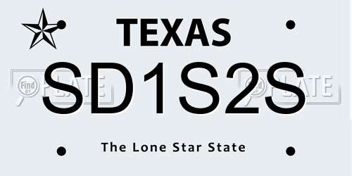 SD1S2S Texas License Plate