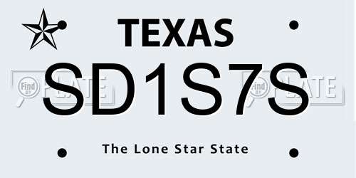 SD1S7S Texas License Plate
