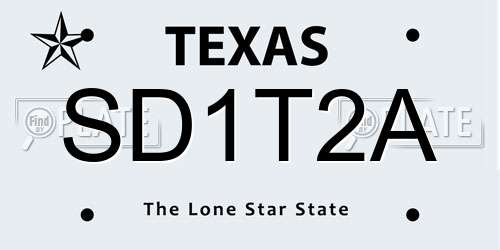 SD1T2A Texas License Plate