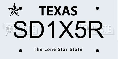 SD1X5R Texas License Plate
