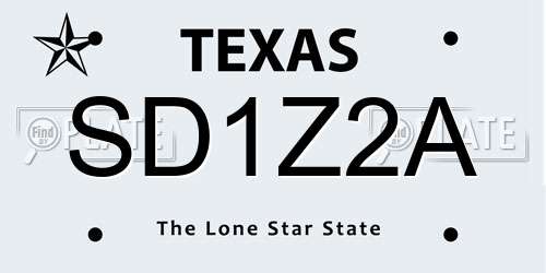SD1Z2A Texas License Plate