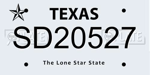 SD20527 Texas License Plate