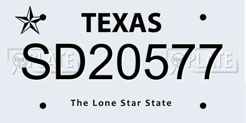 SD20577 Texas License Plate