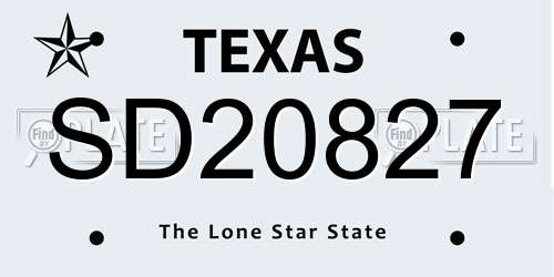 SD20827 Texas License Plate