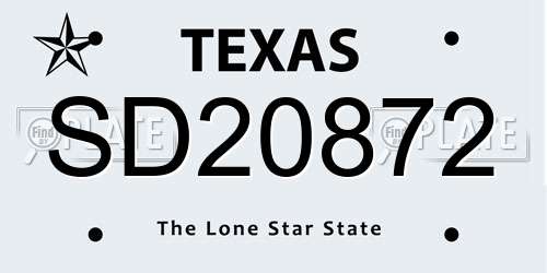 SD20872 Texas License Plate