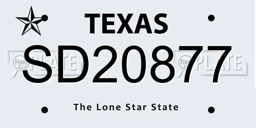 SD20877 Texas License Plate