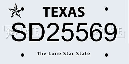 SD25569 Texas License Plate