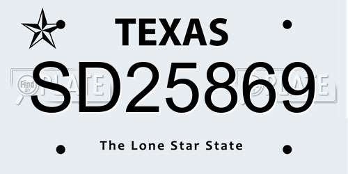 SD25869 Texas License Plate