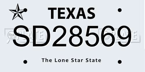 SD28569 Texas License Plate