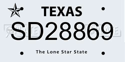 SD28869 Texas License Plate
